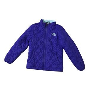 The North Face Tamburello Blue Quilted Insulated Jacket Girls XS 6 Winter